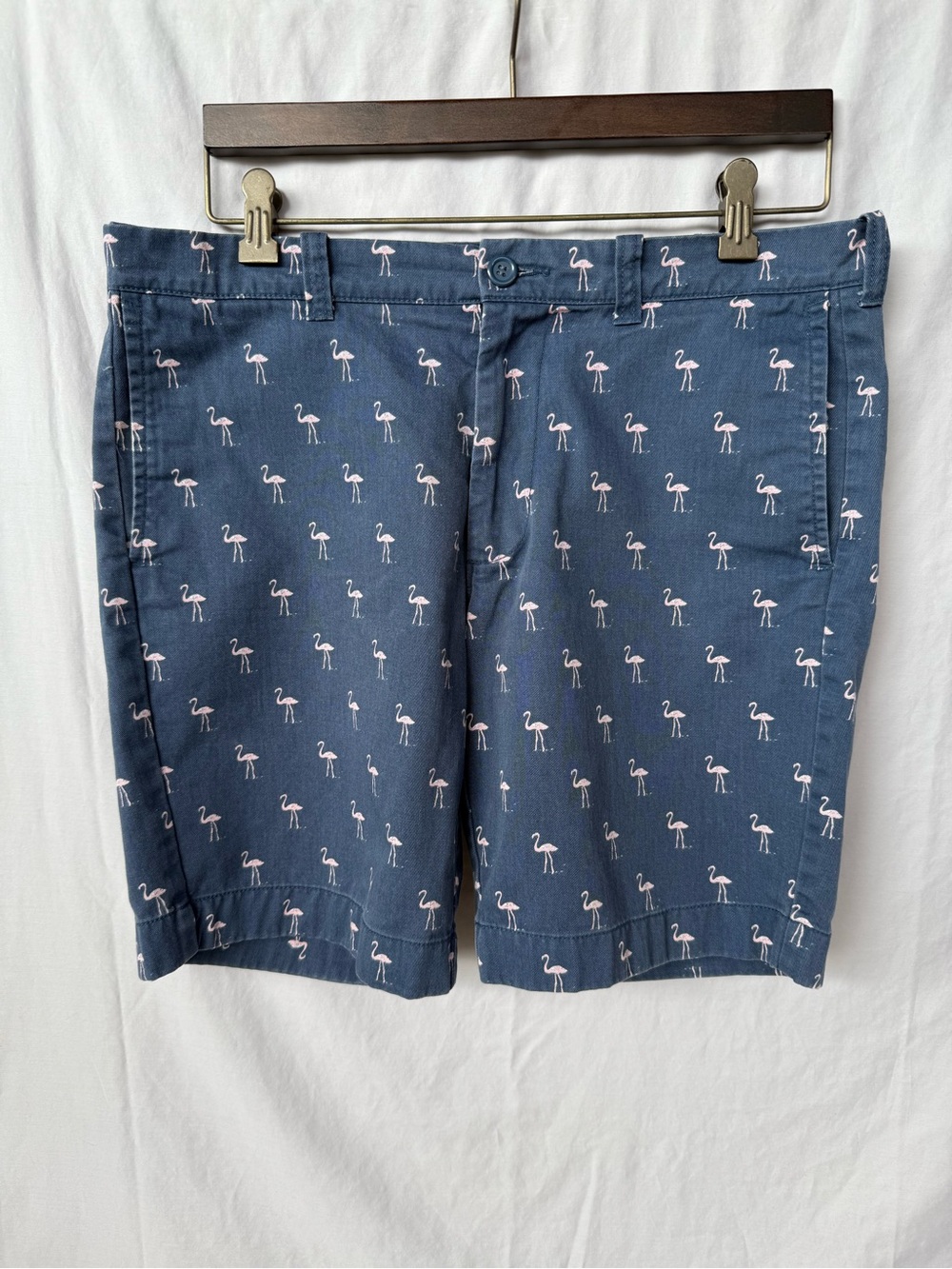 J. Crew Navy Shorts with Pink Flamingo Print